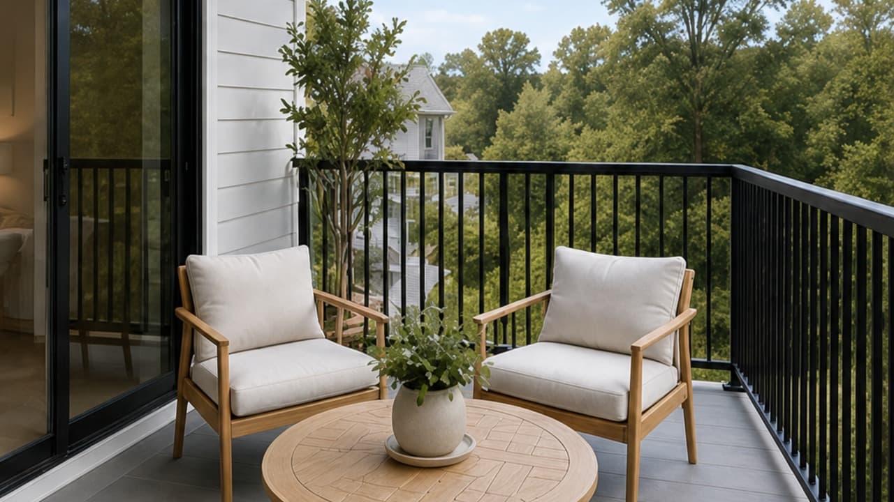 Scandinavian-style outdoor balcony