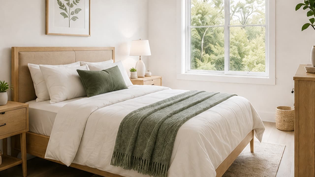 Scandinavian-style secondary bedroom